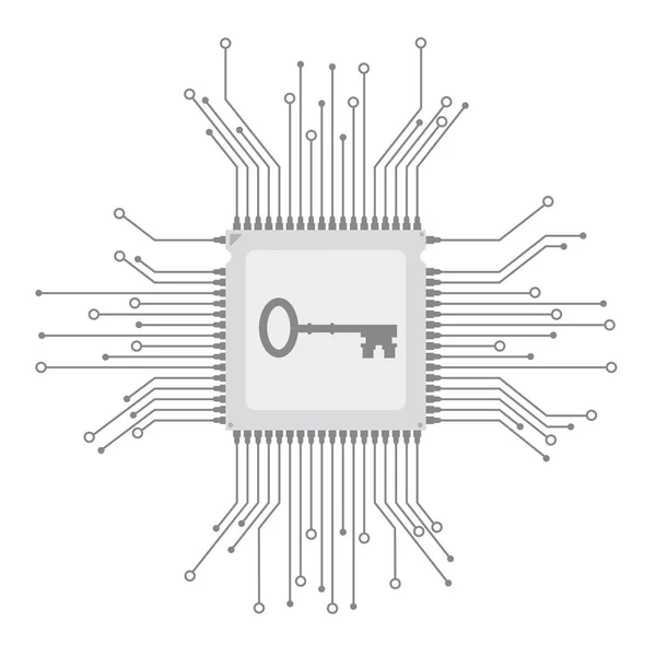 Processzor Elektronikus Schematicon Kulcs Szürke Háttér Eps Vektor Fájl — Stock Vector