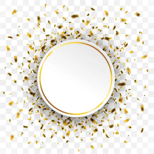 Gouden Confetti cirkel transparante achtergrond — Stockvector