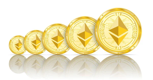 Miroir de croissance Ethereum doré — Image vectorielle