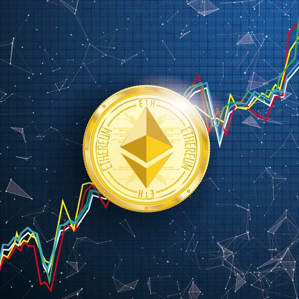 Altın ethereum madeni para — Stok Vektör