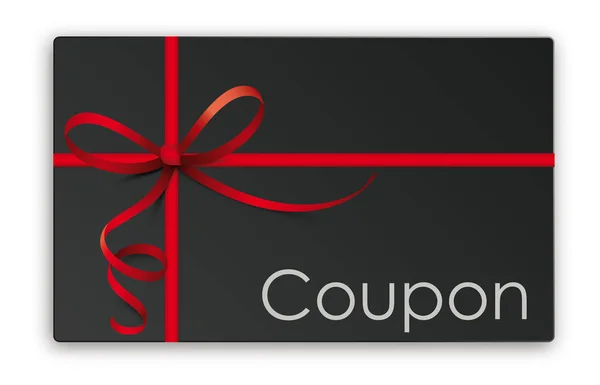 Carta Coupon Nera Con Nastro Rosso File Vettoriale Eps — Vettoriale Stock