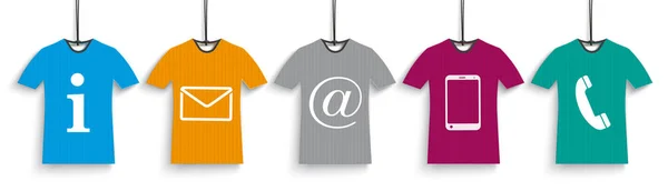 Tête Avec Autocollants Prix Shirt Couleur Avec Icônes Contact Sur — Image vectorielle