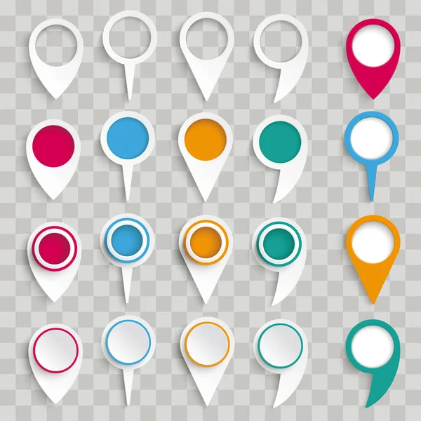 Infographic White Location Markers Checked Background Eps Vector File — Stock Vector