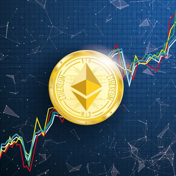 Graf Ethereum zlaté mince — Stockový vektor