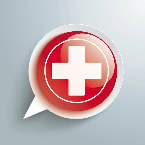 Dymek Przycisk Błyszczący Czerwony Biały Krzyż — Wektor stockowy