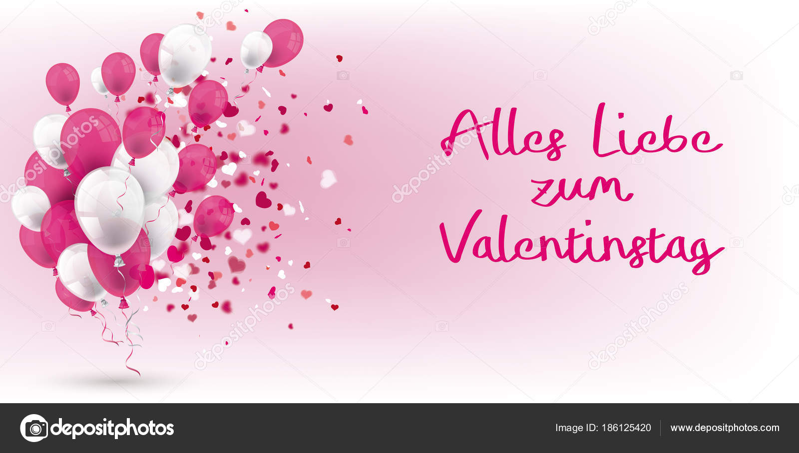 Kolorowe Balony Serca Tekst Niemiecki Alles Liebe Zum Valentinstag