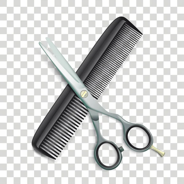 Scissors Comb Checked Background — Stock Vector