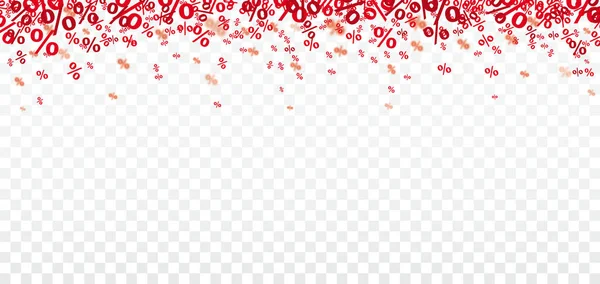 Falling Red Percents Confetti Checked Background — Stock Vector