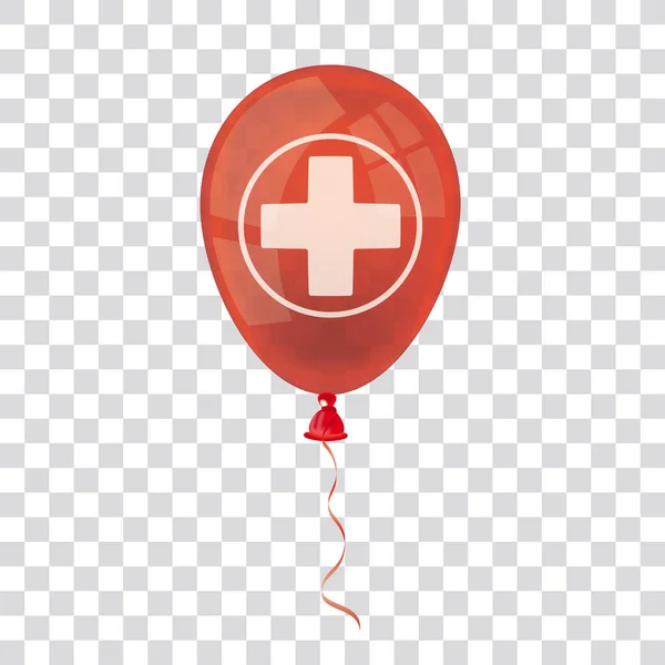 Rode Ballon Met Wit Kruis Gecontroleerde Achtergrond — Stockvector