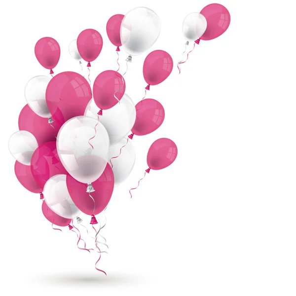 Globos Rosados Blancos Sobre Fondo Blanco — Vector de stock