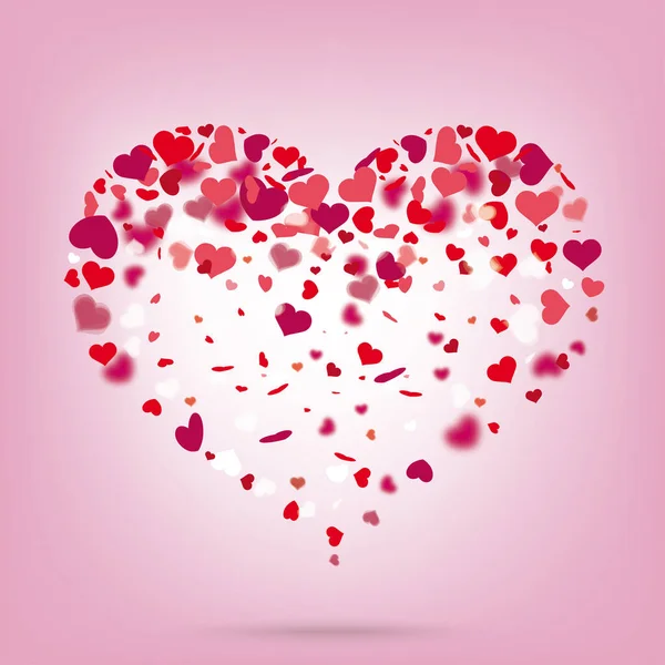 Flying Hearts Pink Background — Stock Vector