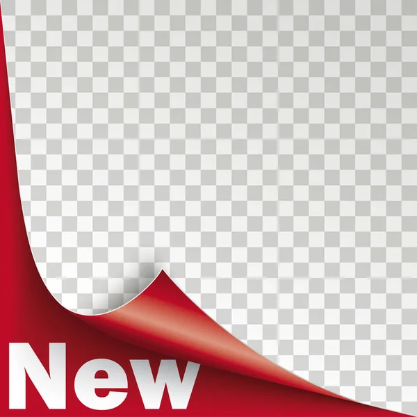 Banner Esquina Desplazamiento Rojo Con Palabra Nueva — Vector de stock