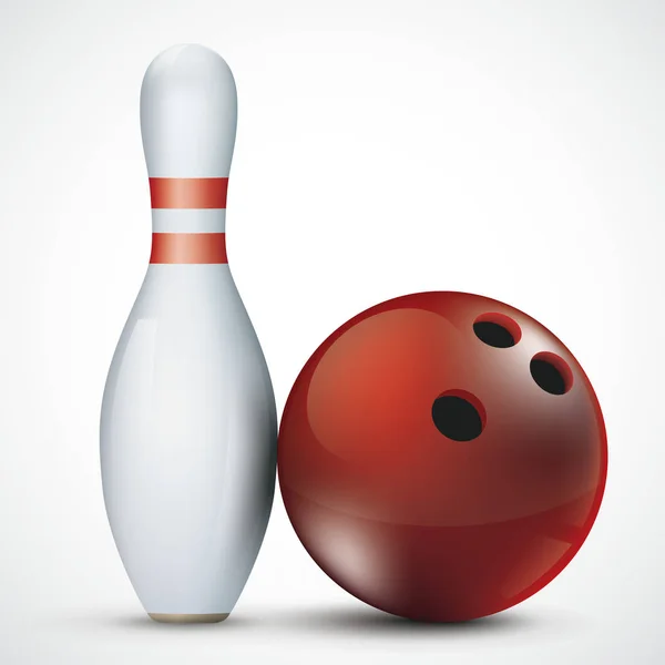 Bowling Pin Palla Rossa Sullo Sfondo Bianco File Vettoriale Eps — Vettoriale Stock