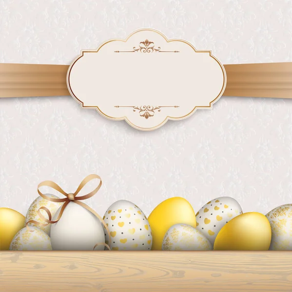 Noble Pascua huevos ornamento fondo clásico emblema — Vector de stock