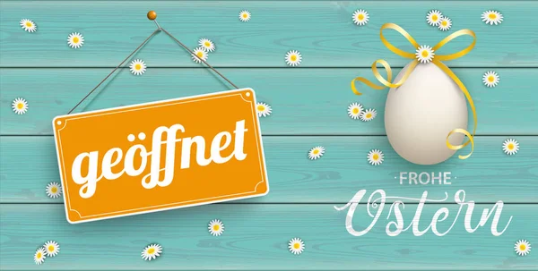 Texte Allemand Geoeffnet Frohe Ostern Traduire Open Happy Easter Fichier — Image vectorielle