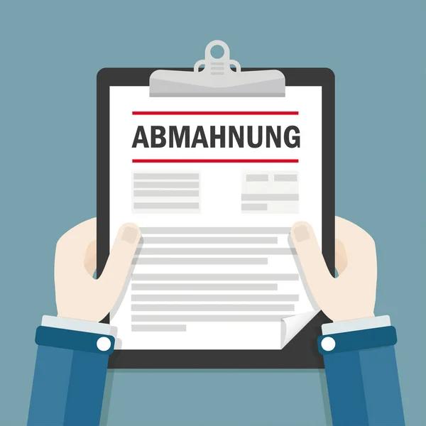 German Text Abmahnung Translate Warning Letter Eps Vector File — Stock Vector