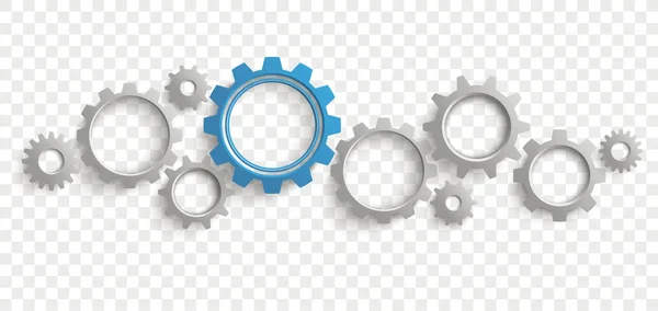 Infographic Header Gray Blue Gears Checked Background Eps Vector File — Stock Vector