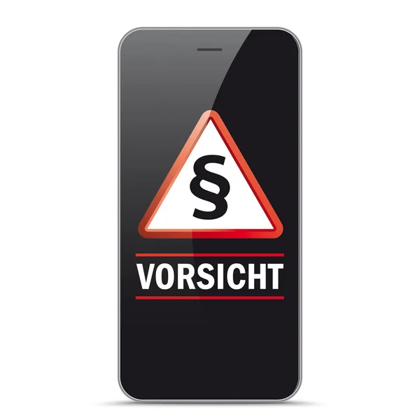 Černý smartphone odstavec Vorsicht — Stockový vektor