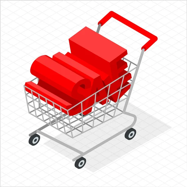 Izometrické nákupní vozík — Stockový vektor