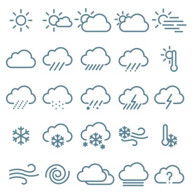İnce çizgi hava Icon set.