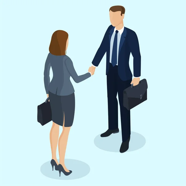 Empresário de sucesso e mulher de negócios handshaking — Vetor de Stock