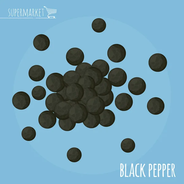 Μαύρο πιπέρι επίπεδη σχεδίαση διανυσματικών εικονίδιο. — Διανυσματικό Αρχείο