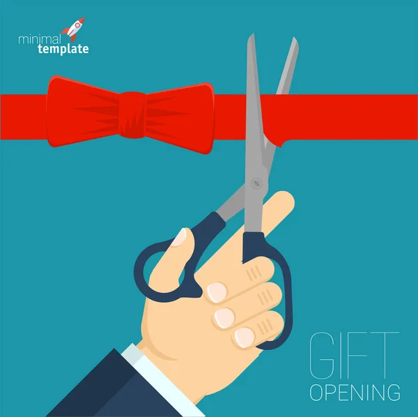 Red ribbon cutting — Stock Vector