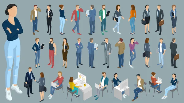 Set of isometric vector people — Stock Vector