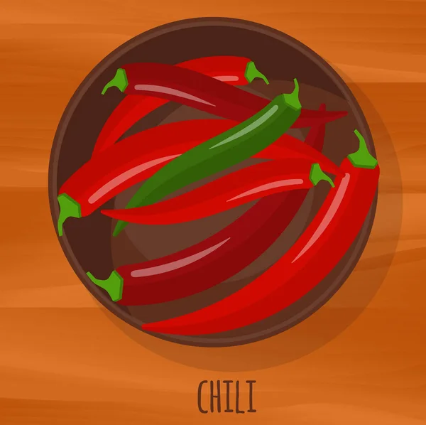 Chili hot pepper flat design vector icon. — Stock Vector