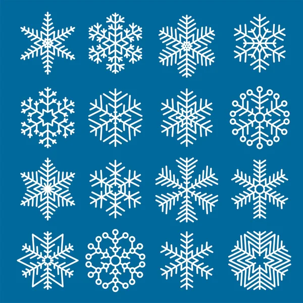 Επίπεδη σχεδίαση Χριστούγεννα νιφάδες χιονιού — Διανυσματικό Αρχείο