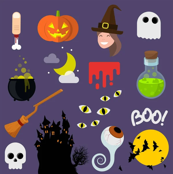 Flat design vector halloween icons — Stock Vector