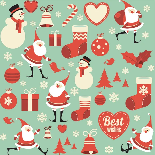 Flat design christmas seamless  pattern — Stock Vector