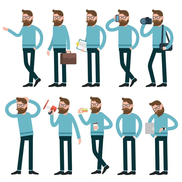 Cartoon men acting with different poses. — Stock Vector