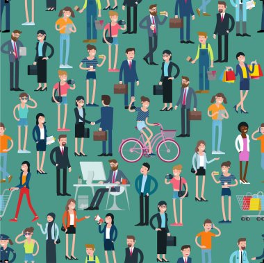 Düz tasarım insanlar vektör seamless modeli