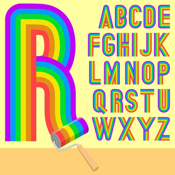 Raibow váleček písma — Stockový vektor