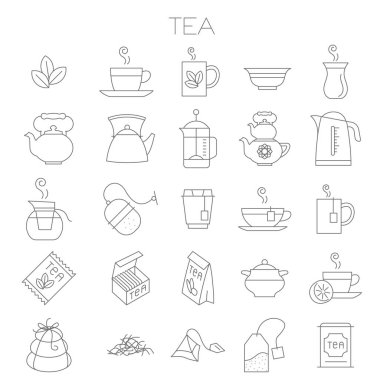 çay vektör Icon set