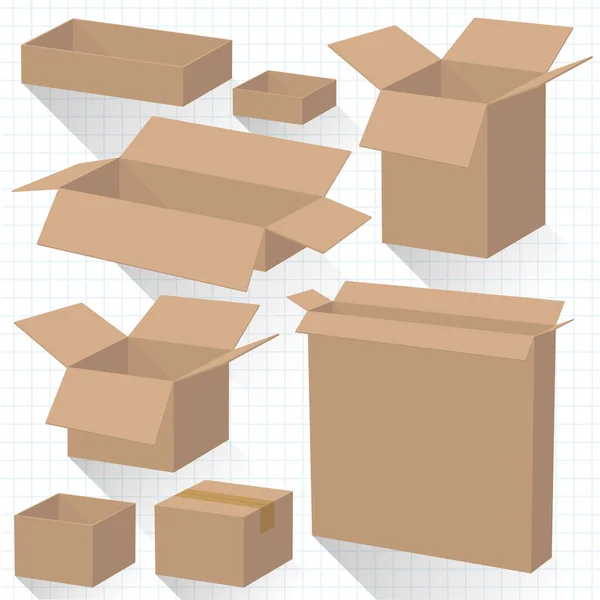 Boîtes en carton vectoriel . — Image vectorielle