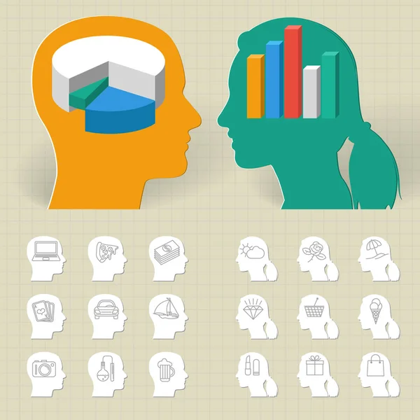 Thinking Head Vector Icons. — Stock Vector