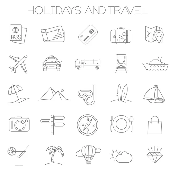 Holidays and travel icons — Stock Vector