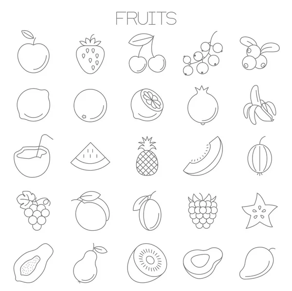 Set de iconos de vectores de frutas — Vector de stock