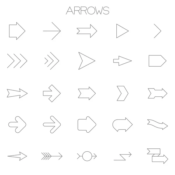 Línea delgada vector flechas icono conjunto . — Archivo Imágenes Vectoriales