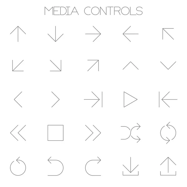 Jeu d'icônes de flèches vectorielles à ligne mince . — Image vectorielle