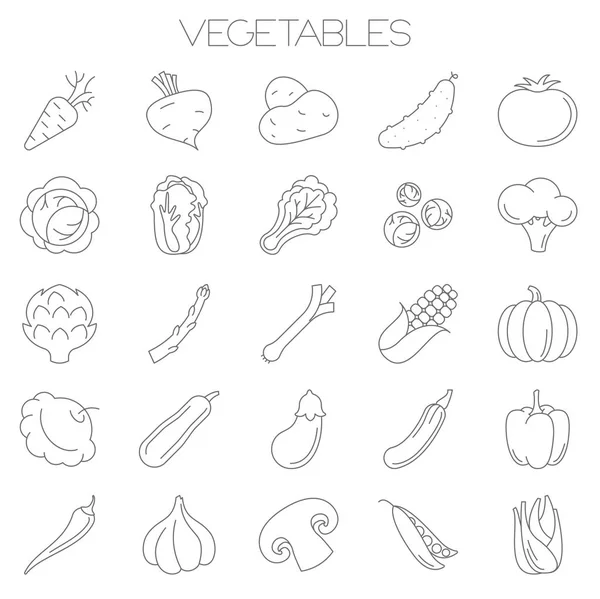 Vegetales vector icono conjunto — Vector de stock