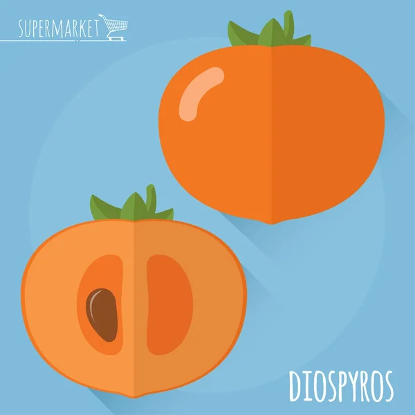 Raw diospyros vector icono — Archivo Imágenes Vectoriales