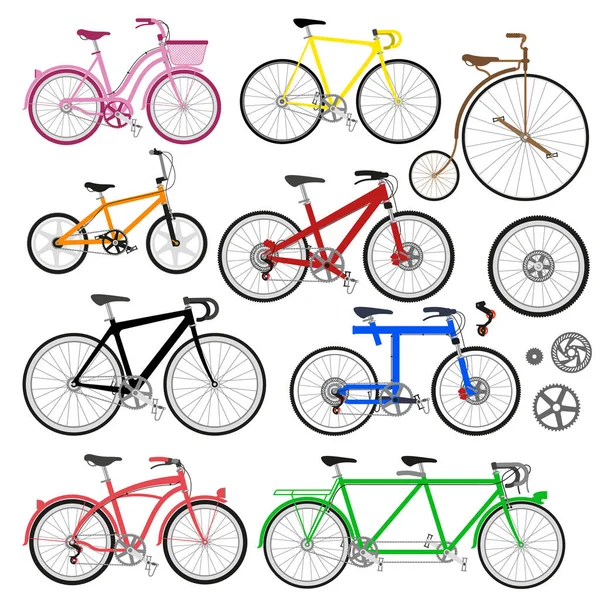 Векторные велосипеды и детали — стоковый вектор