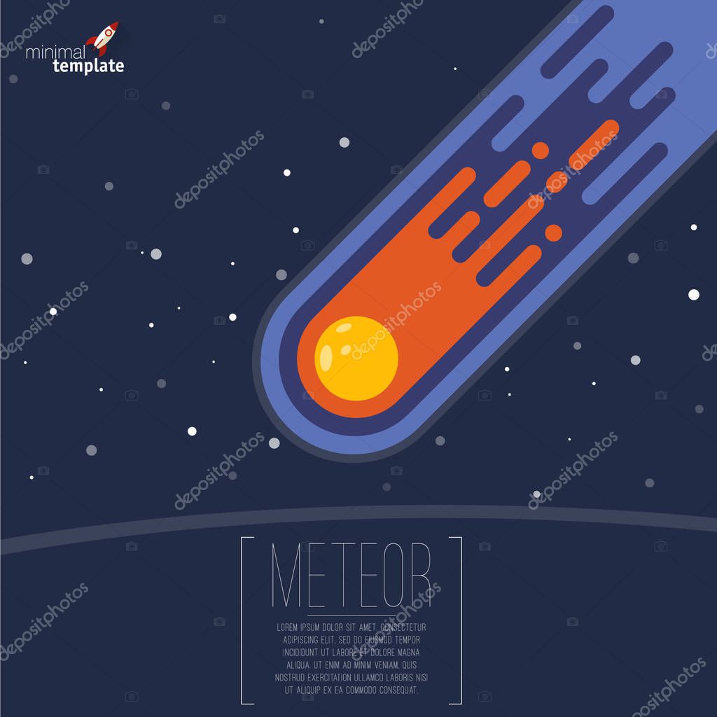 Flame meteorite icon. Flat design cartoon vector template.