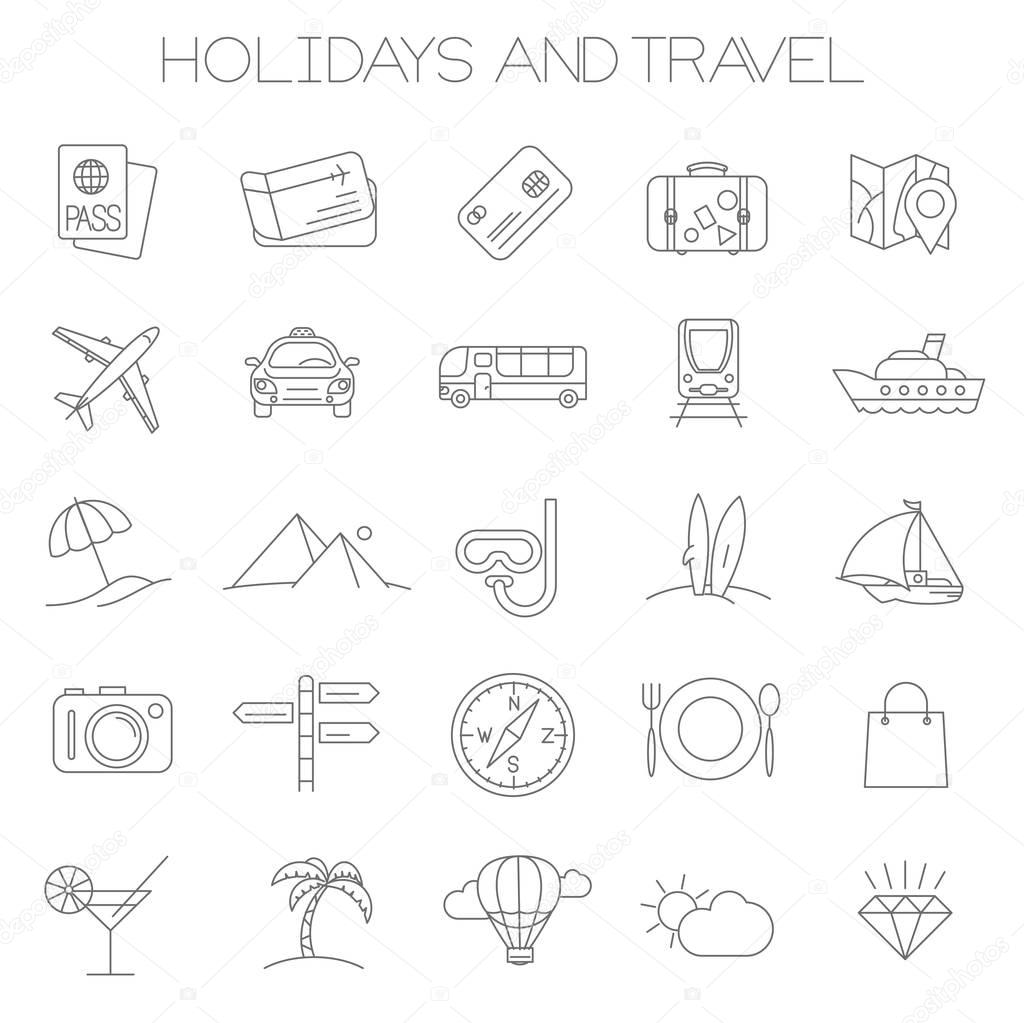 Holidays and travel icons