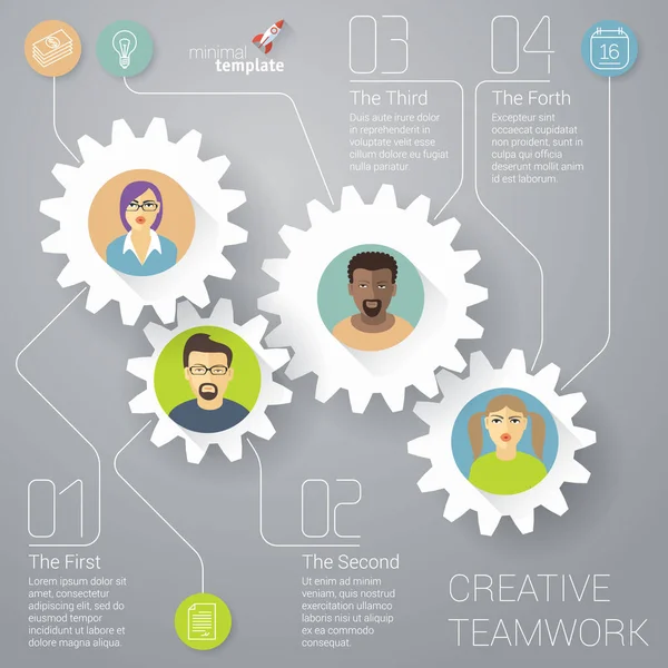 Teamwork-Vektor-Arbeitsgeräte-Attrappe — Stockvektor