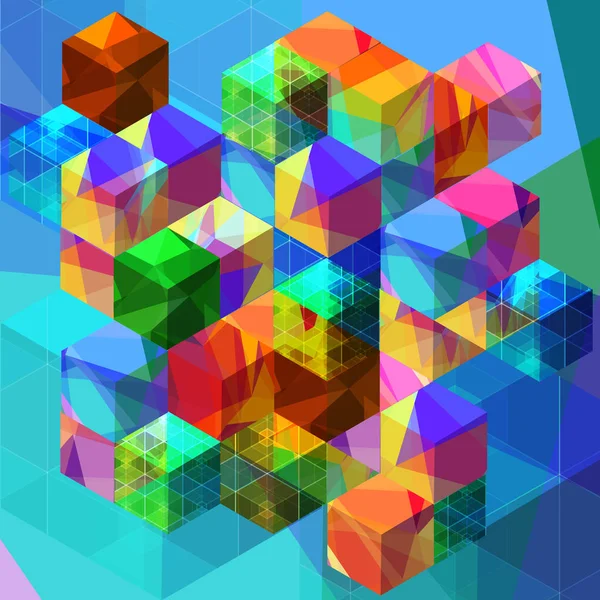 Transparent cubes. Vector. — Stock Vector