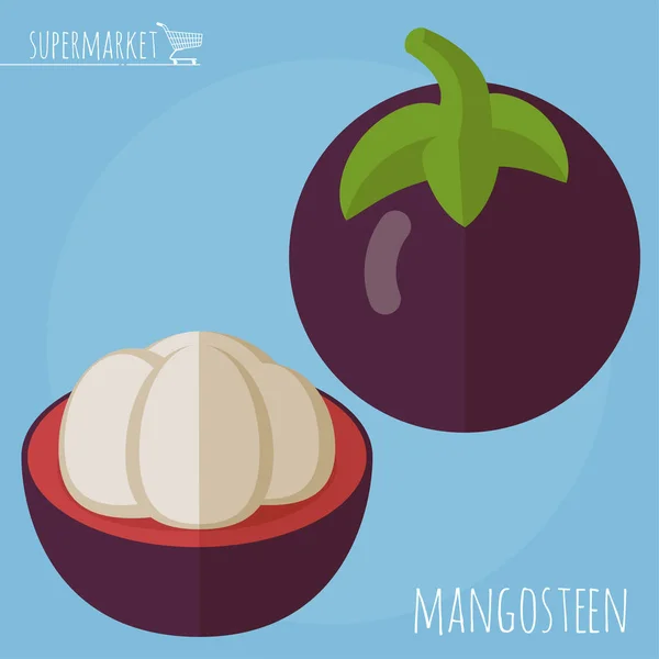 Επίπεδη σχεδίαση mangosteen εικονίδιο — Διανυσματικό Αρχείο